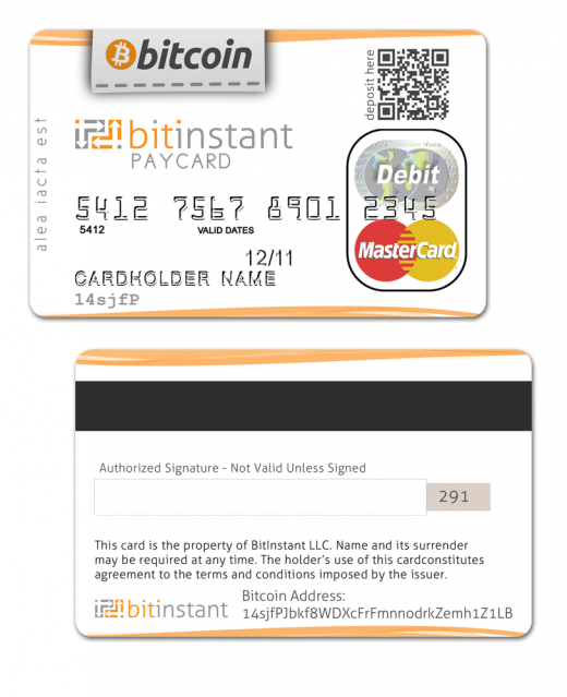 bitinstant bitcoin creditcard 520x639 BitInstant looks to bridge virtual and real world currencies with international Bitcoin credit card