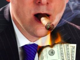 Michael Arrington's mouth and a cigar and cash burning