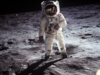 neil armstrong walking on the moon