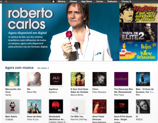 iTunes Roberto Carlos 520x403 Apple is now offering music, movies and iTunes Match in Brazil