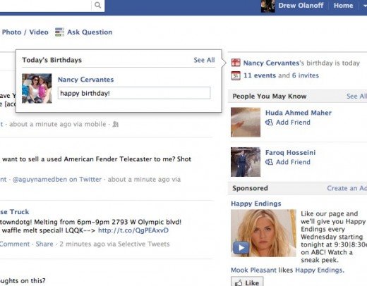 Facebook 5 520x406 Facebook makes it even easier to wish someone a Happy Birthday