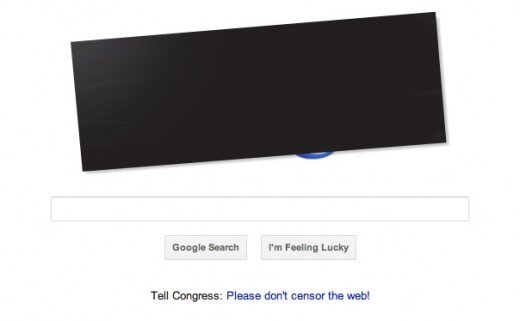 googlesopa 520x321 Google goes dark in protest over SOPA, but not how you would expect
