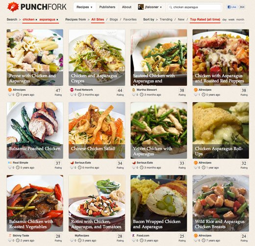 Punchfork uses social networks to aggregate the most popular recipes