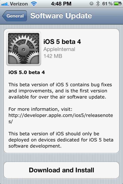 Apple releases iOS 5 Beta 4, enables over-the-air updates