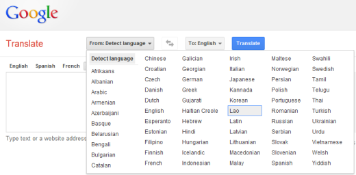 google translate lao 520x256 Google adds Lao to Translate as an alpha, for a grand total of 65 languages