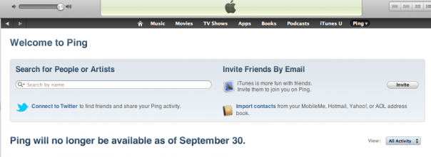 Apple officially killing Ping social network on Sept. 30