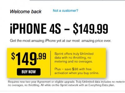 iphone 4s on sale at sprint