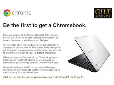 Dying To Get The New Samsung Chromebook? Gilt Groupe Is Selling Them Two Weeks Early (GOOG)