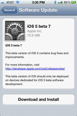 Apple releases iOS 5 Beta 7, Xcode 4.2 b7, iTunes 10.5 b7, Safari 5.1.1 and Apple TV b6 to developers