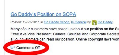 Go Daddy publishes position on SOPA and turns off blog commenting