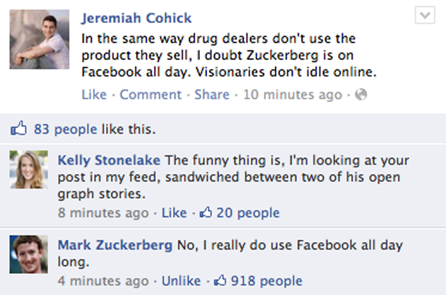 Zuckerberg: “I Really Do Use Facebook All Day Long.”
