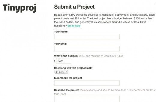 Tinyproj: a minimalist approach to finding a quality designer or developer for your project