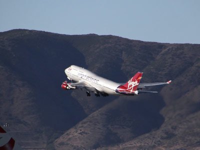 Virgin Atlantic airplane 747 taking off