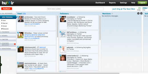 hubblr screenshot 1 520x262 Hubblrs social media dashboard offers rare support for both Chinese and Western services