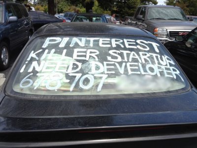 Pinterest killer developer ad, Costco parking lot, Mountain View