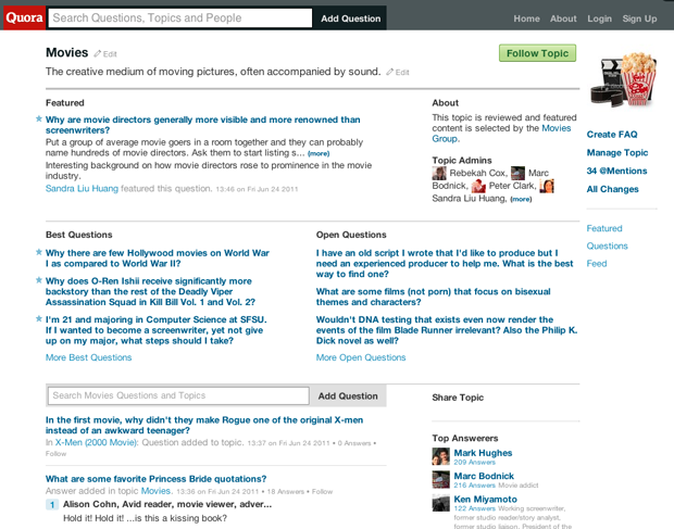 Inspired By Wikipedia, Quora Aims For Relevancy With Topic Groups And Reorganized Topic Pages